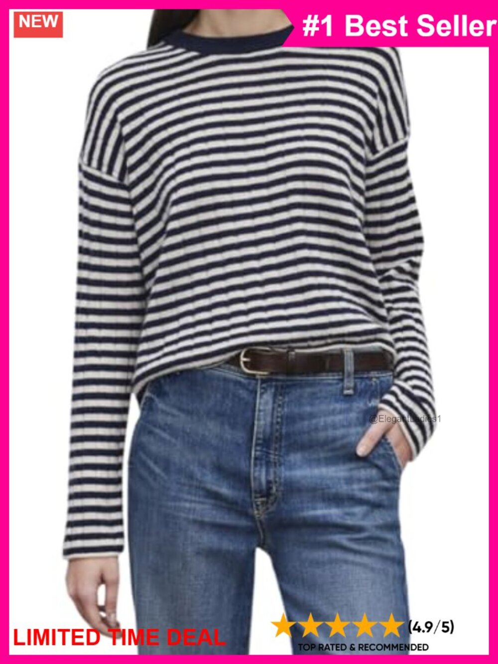 Cashmere Linen Striped Pullover Sweater Lightweight Fall